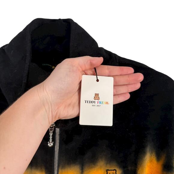 Teddy Fresh Orange Black Tie Dye Velour Full Zip Jacket Halloween NEW Size XL - Picture 5 of 8